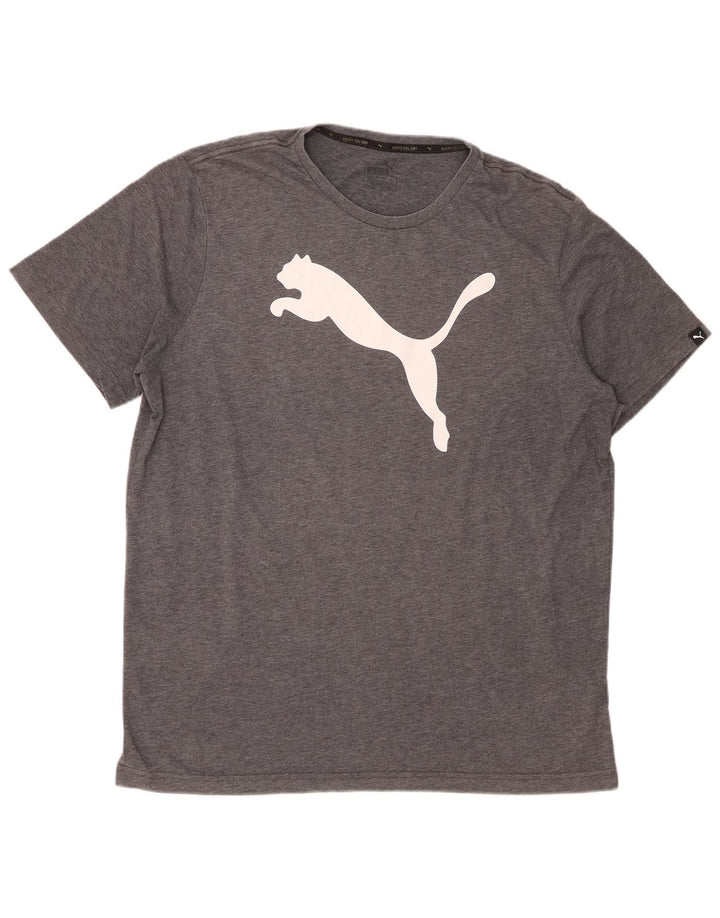 Puma Herre Grafisk T-Shirt Top XL Grå Polyester