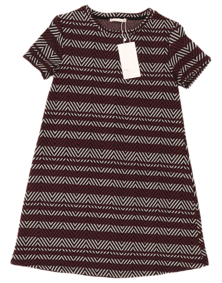 Zara Dame Trafaluc A-Line Kjole UK 8 Small Multicolor Chevron