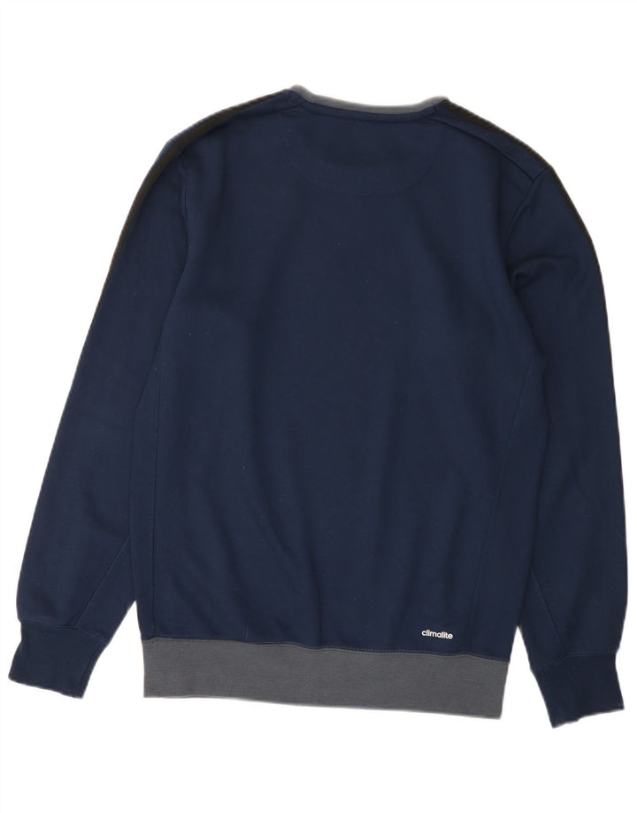 Adidas Herre Climalite Sweatshirt Jumper Small Blue Colourblock Polyester