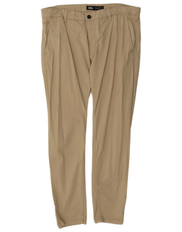 Zara Herre Slim Chino Bukser EU 46 XL W36 L30 Beige