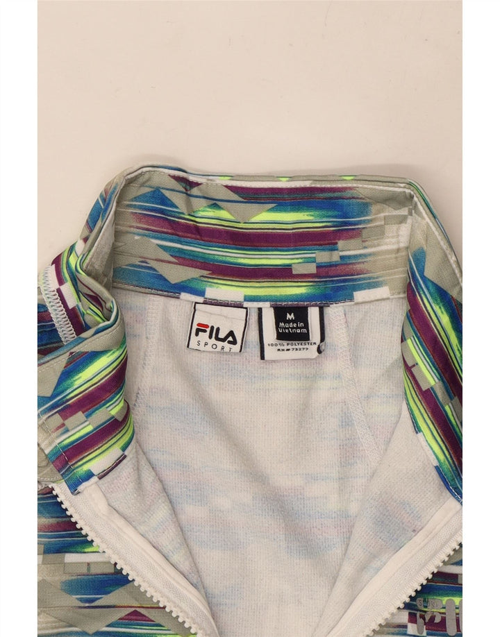 FILA Dame Pullover Træningsdragt Top UK 12 Medium Flerfarvet Geometrisk