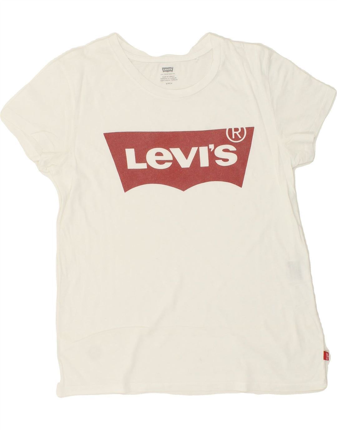 LEVI'S Womens Graphic T-Shirt Top UK 10 Small White Cotton Vintage Levi's and Second-Hand Levi's from Messina Hembry 