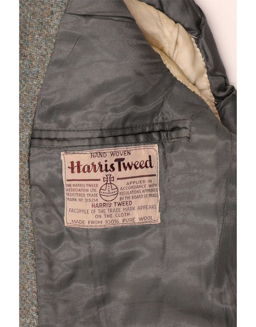 Harris Tweed Dame Military 2 Button Blazer Jacket UK 8 Small Khaki Wool