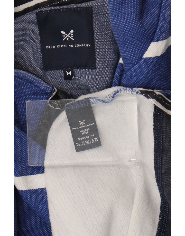 CREW TØJ Herre Button Neck Sweatshirt Jumper Medium Blå Stribet