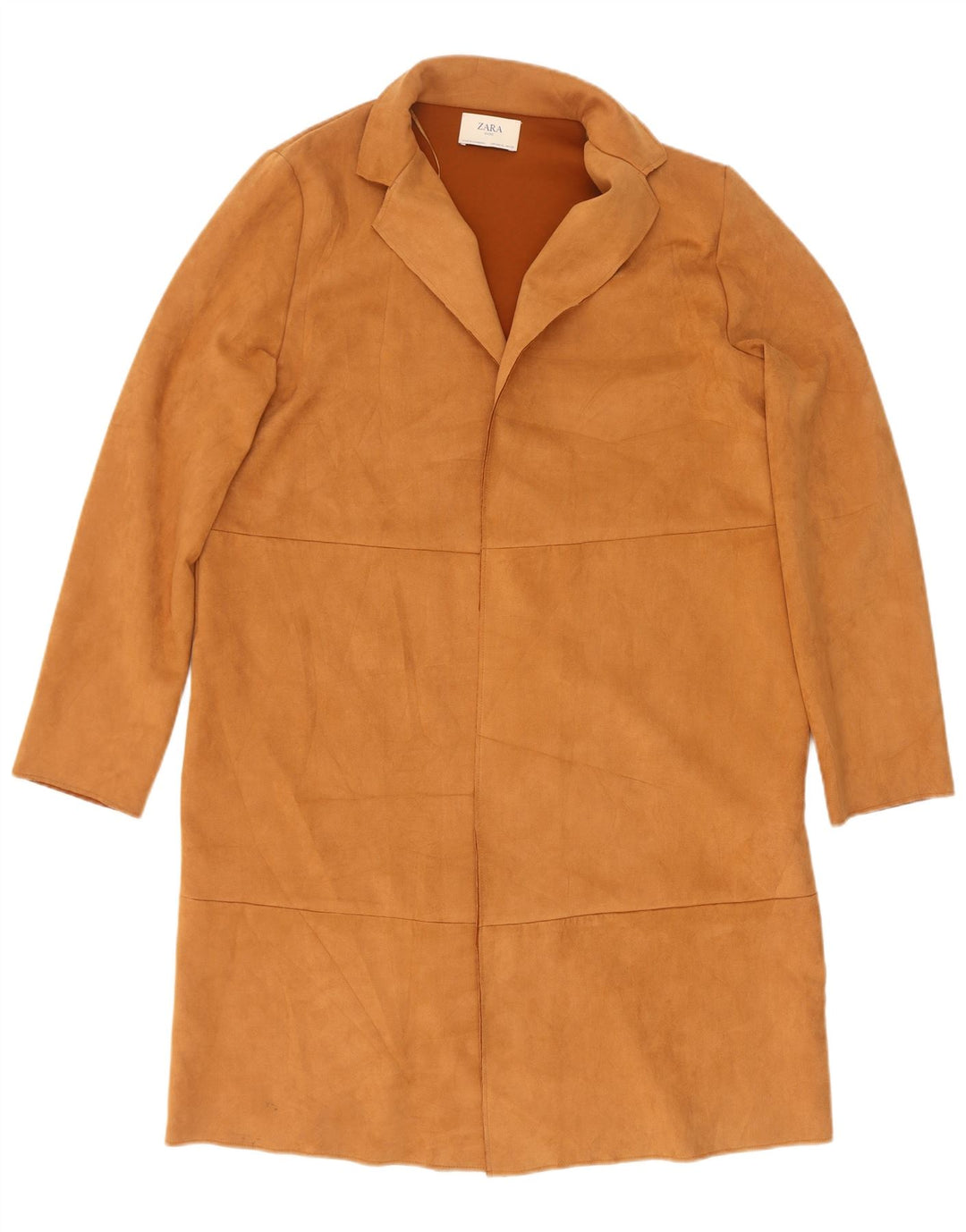 Zara Dame Åben Ruskind Overfrakke UK 18 XL Brun