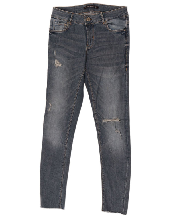 Zara Dame Trafaluc Distressed Skinny Jeans EU 38 Small W28 L28 Blue