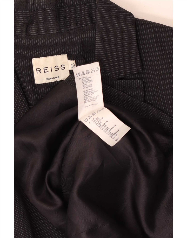 Reiss Dame 1 Knap Blazer Jacket UK 8 Small Black Pinstripe Viscose
