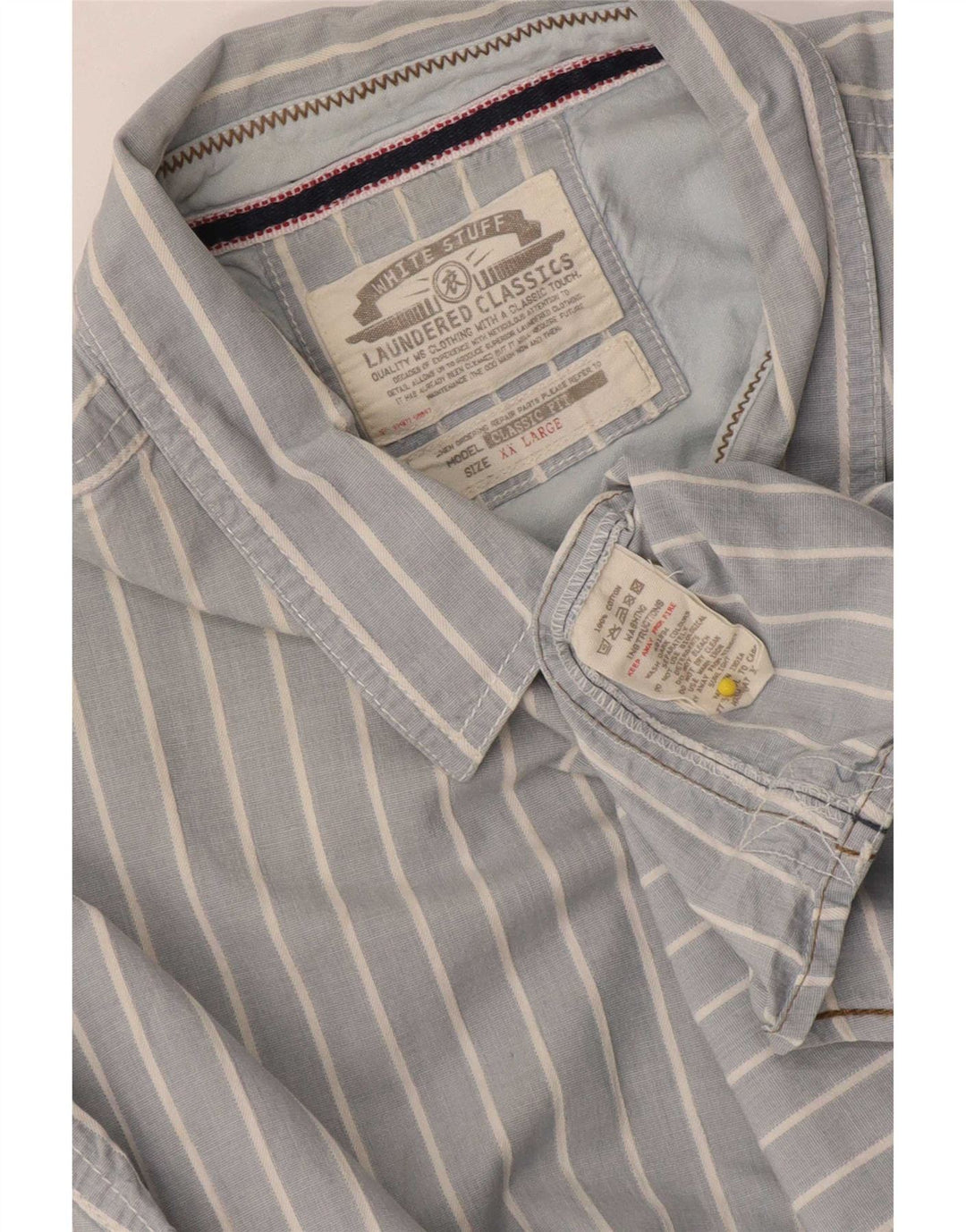 White Stuff Herre Classic Fit skjorte 2XL Blå nålestribet bomuld