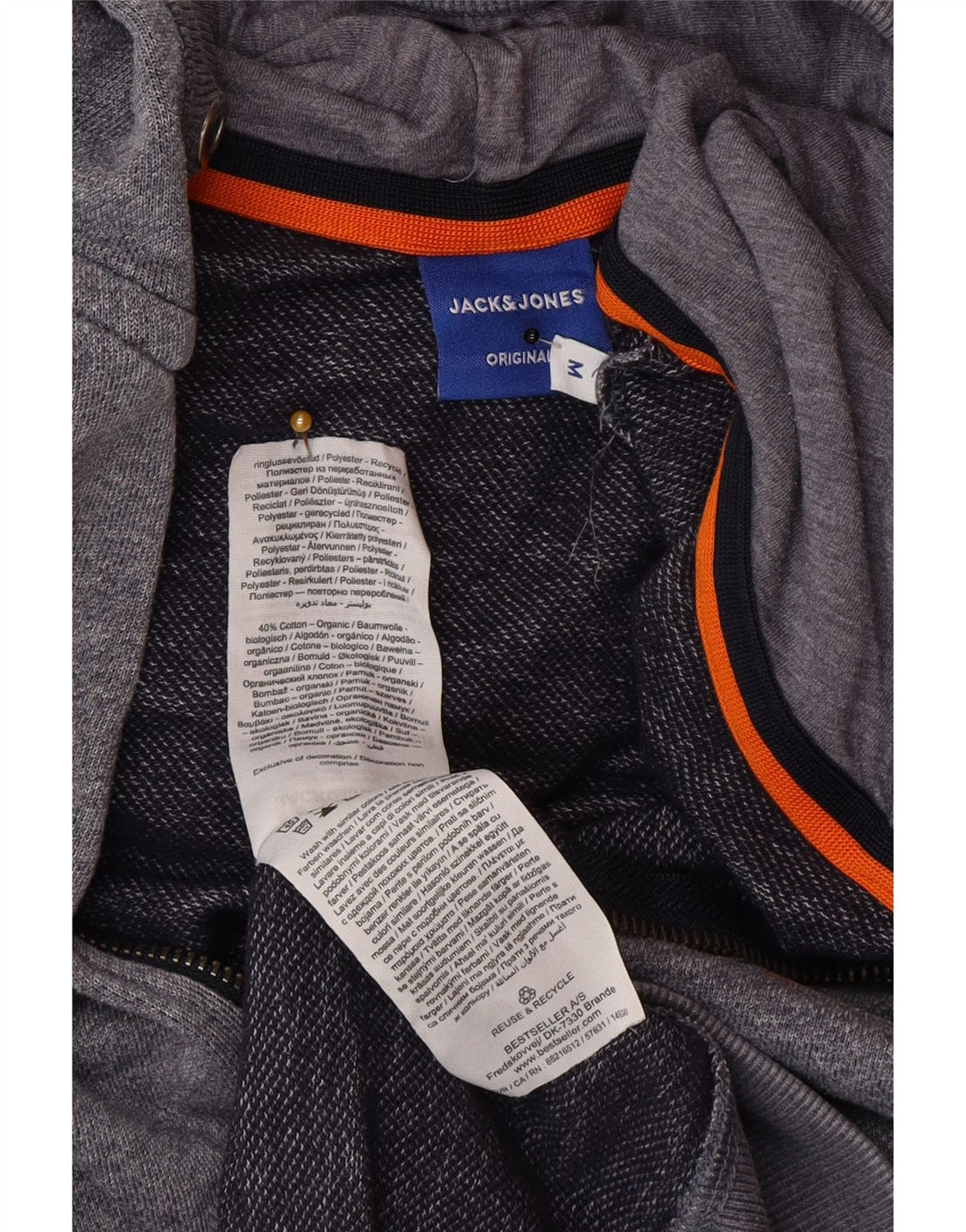 Jack & Jones Hættetrøje med lynlås til mænd mellemgrå Flecked Polyester