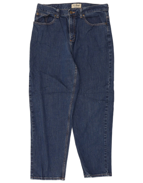 L.L.BEAN Womens Relaxed Fit Tapered Jeans US 12 Large W30 L26 Blue Cotton