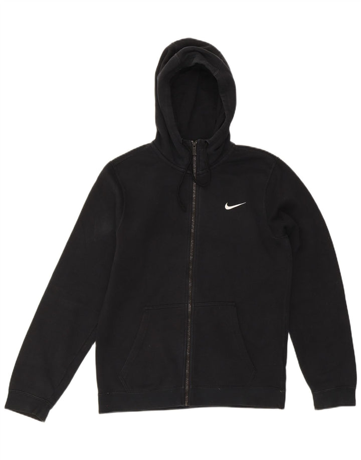NIKE Mens Zip Hoodie Sweater Small Black Cotton