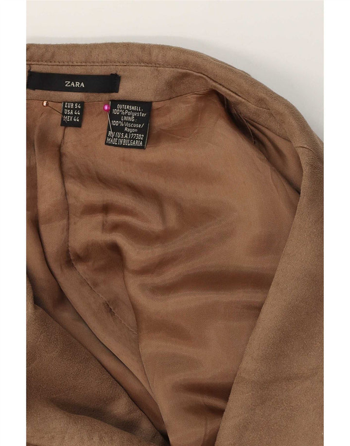 Zara Herre 2-knaps blazerjakke EU 54 XL Beige Polyester