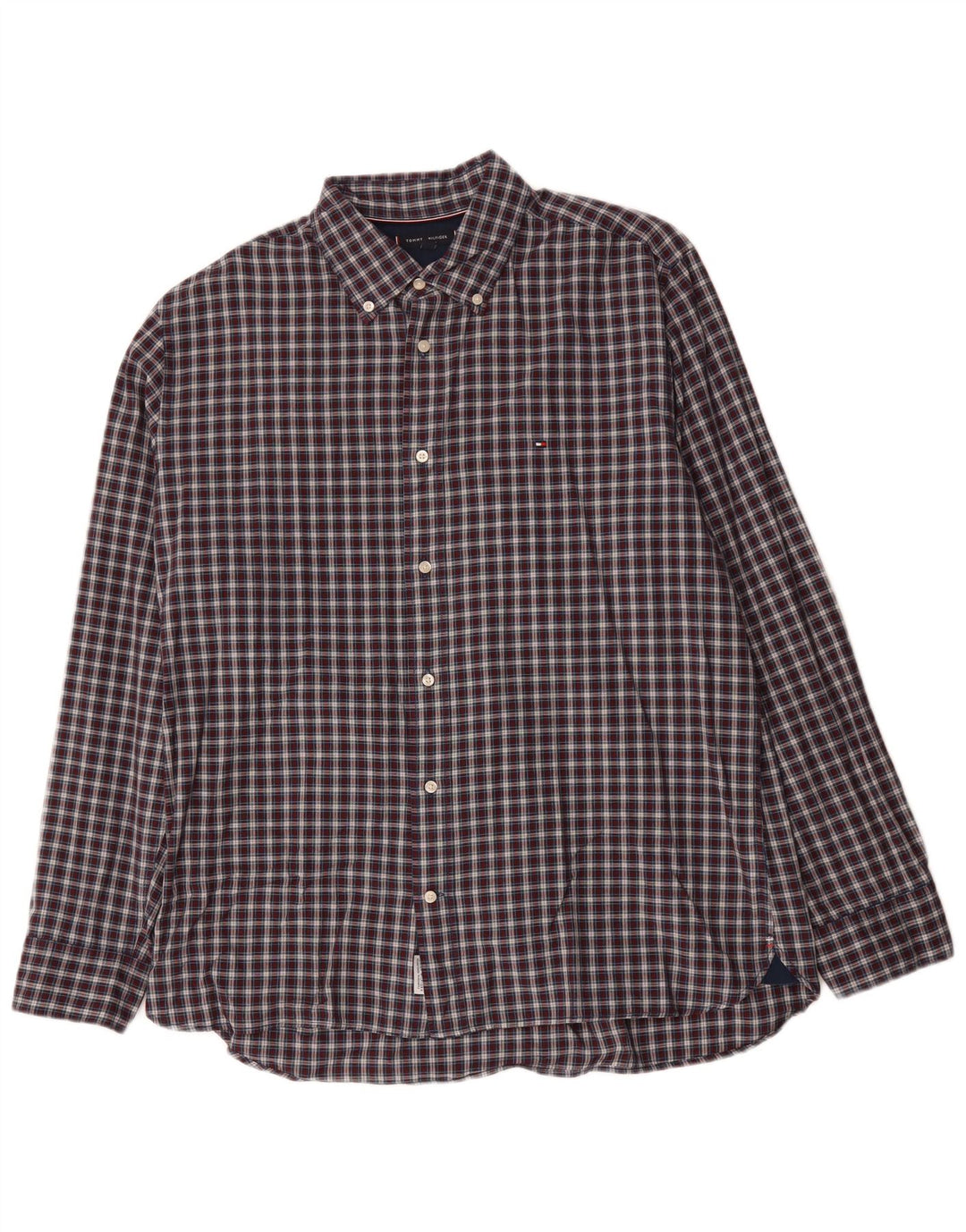 Tommy Hilfiger Herre Regular Fit skjorte XL marineblå ternet bomuld