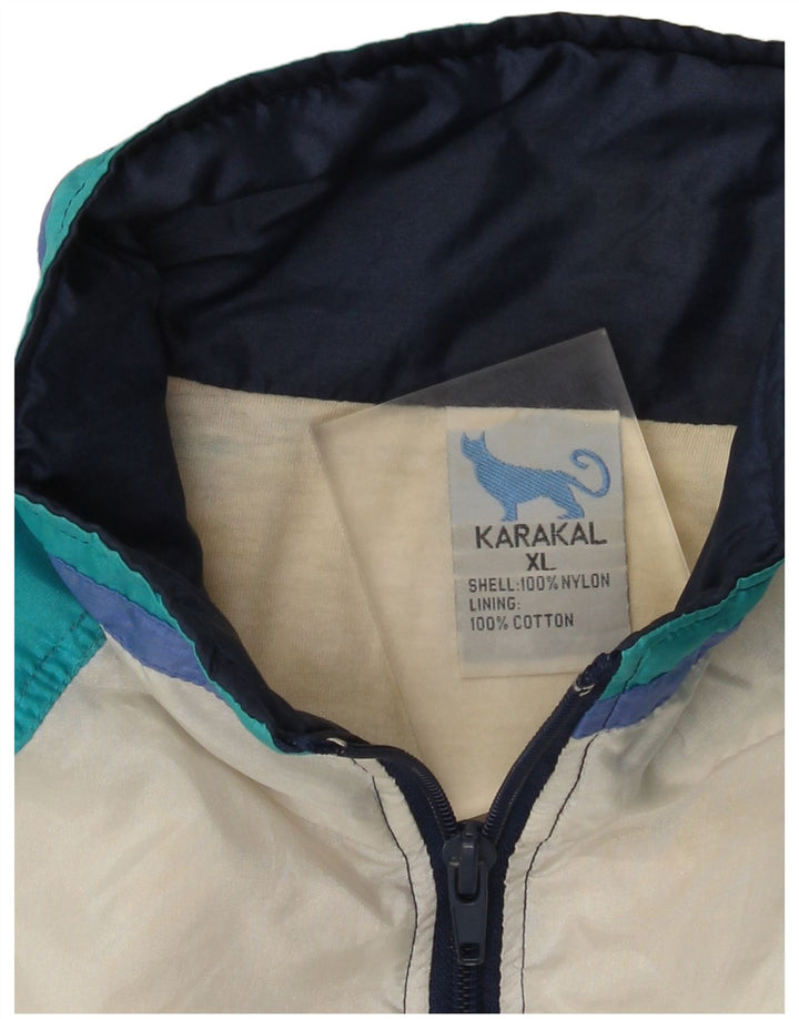 Vintage træningsdragt til mænd Topjakke XL Marineblå Colourblock Nylon