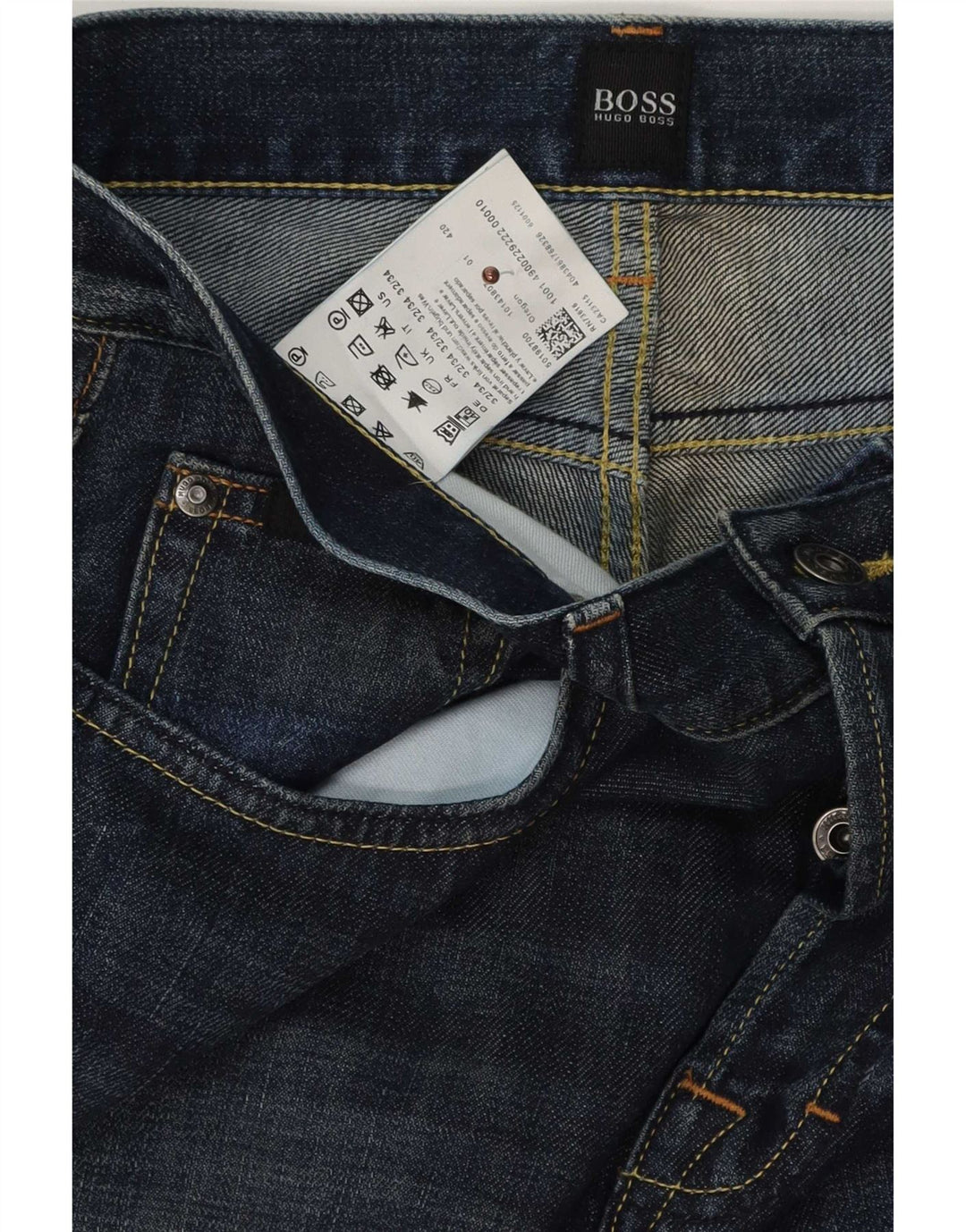 Hugo Boss Straight Jeans til mænd W32 L34 Marineblå Bomuld