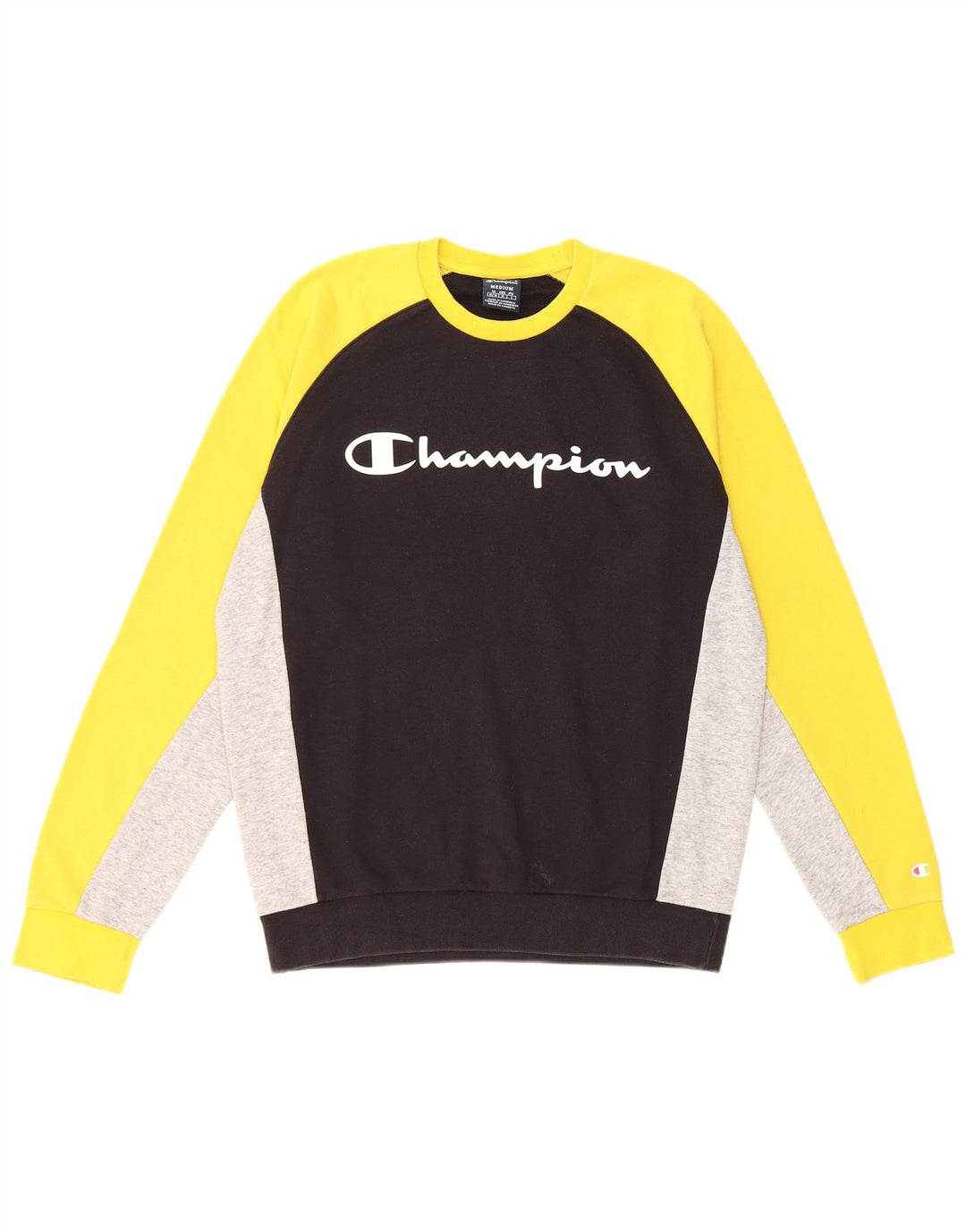 Champion Herre Grafisk Sweatshirt Jumper Medium Sort Colourblock