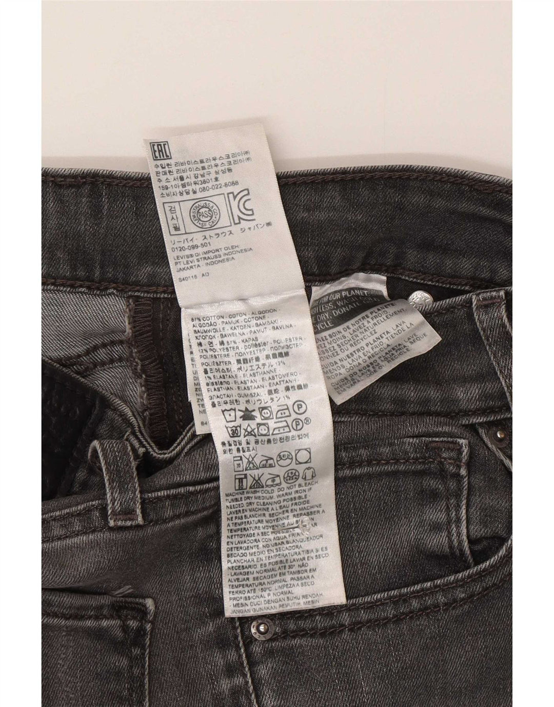 Levi's Skinny Jeans til kvinder W26 L34 Grå Bomuld