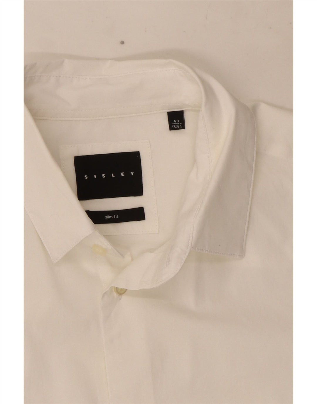 Sisley Herre Slim Fit Skjorte Størrelse 40 15 3/4 Medium Hvid