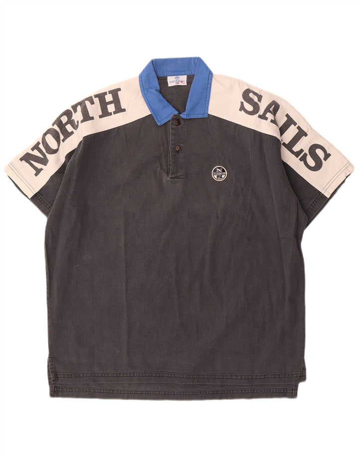 North Sails Herre Grafisk Polo Shirt Medium Grå Colourblock Bomuld