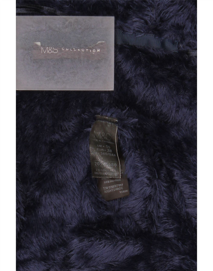 Marks & Spencer Dame Oversized Faux Fur Jacket UK 10 Small Navy Blue