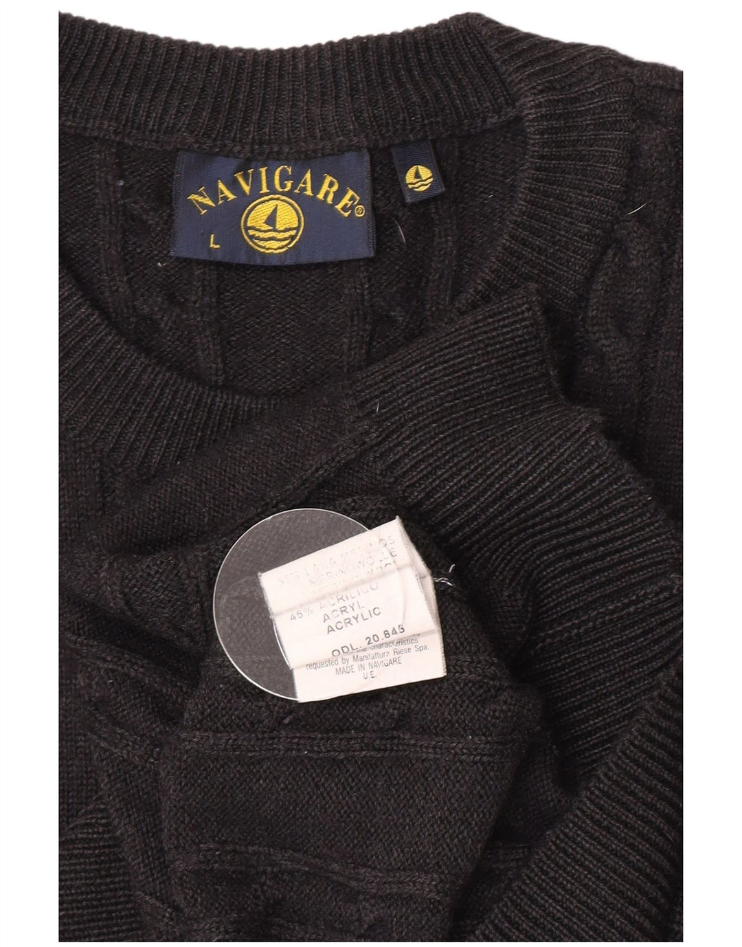 Navigare Herre sweater med rund hals, stor grå uld