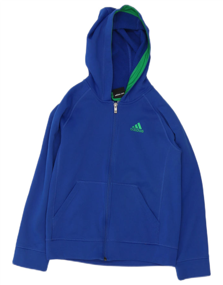 ADIDAS hættetrøje med lynlås til drenge 10-11 år blå polyester