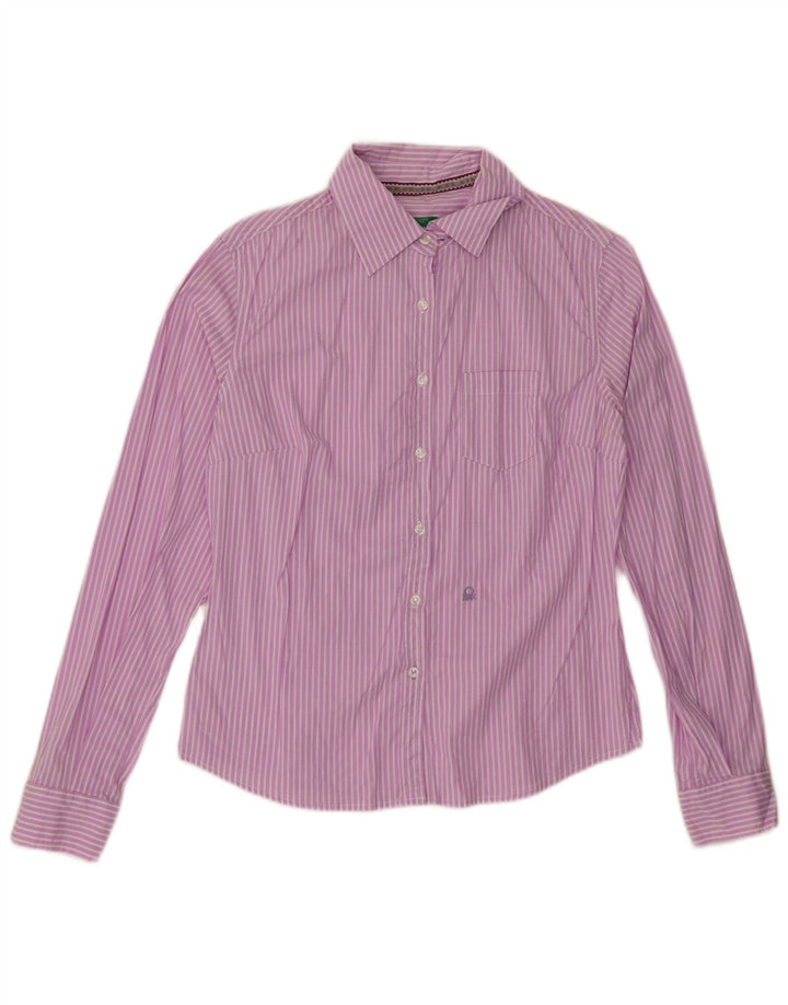 BENETTON Dameskjorte UK 14 Medium Lilla Stribet
