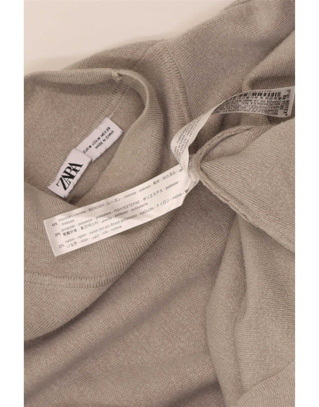 Zara Dame Maxi Langærmet Maxikjole UK 12 Medium Grey Viscose