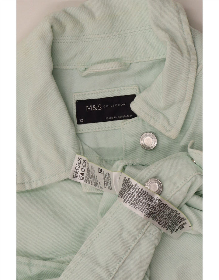 Marks & Spencer Dame Crop Denim Jacket UK 12 Medium Green Cotton