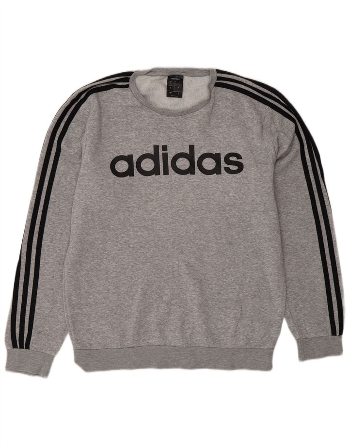 Adidas grafisk sweatshirt til mænd, lille grå flækket bomuld