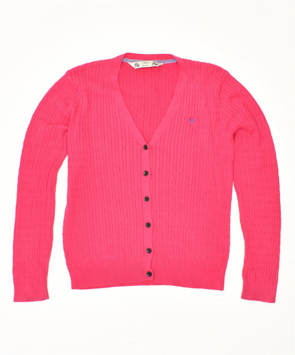 CREW CLOTHING Dame Cardigan Sweater UK 14 Large Pink Bomuld