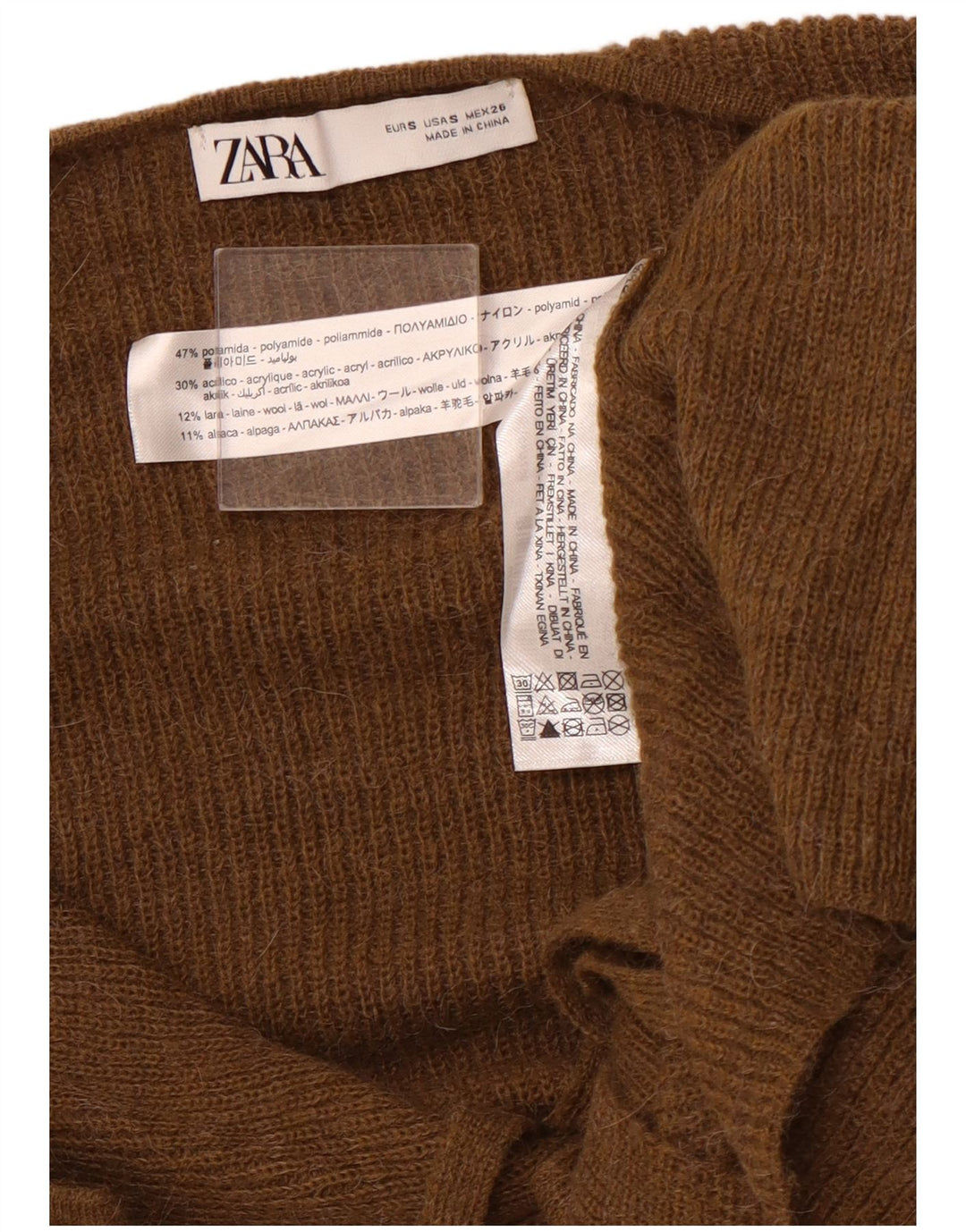 ZARA cardigan sweater til kvinder UK 10 Lille brun polyamid