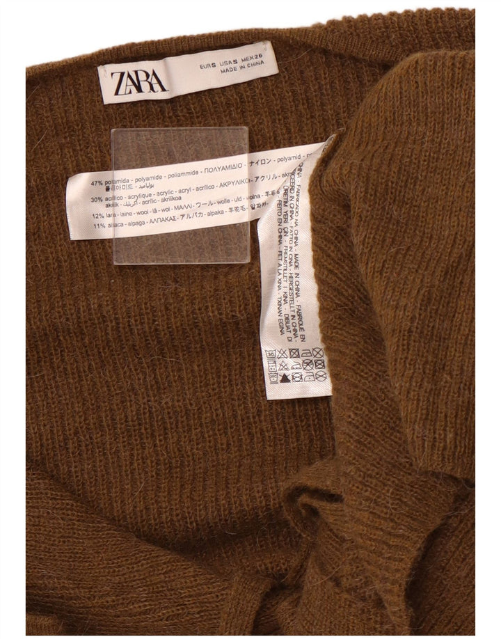 ZARA cardigan sweater til kvinder UK 10 Lille brun polyamid