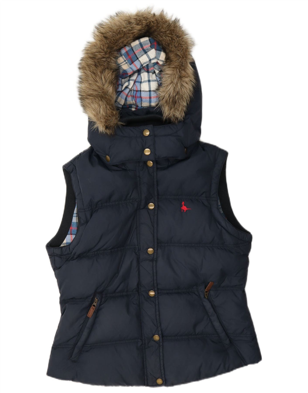 Jack Wills Dame Hætte Polstret Gilet UK 12 Medium Navy Blue