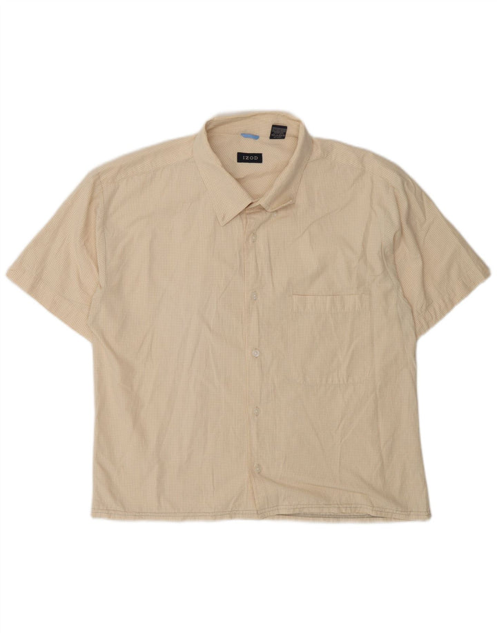 Izod Kortærmet Herreskjorte 2XL Beige Gingham Bomuld