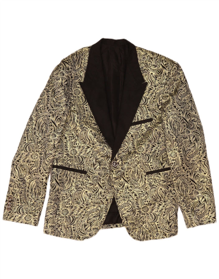 Vintage blazerjakke til mænd med 1 knap UK 38 Medium Gold Paisley