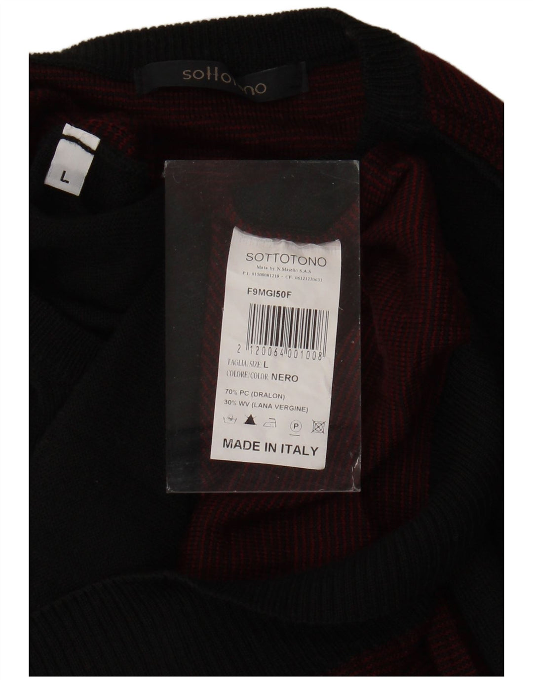 Sottotono Herre Crew Neck Jumper Sweater Stor Sort Argyle/Diamond Akryl