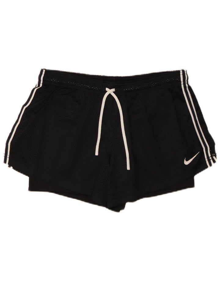 Nike Dame Dri Fit Sport Shorts UK 16 Large Black Polyester