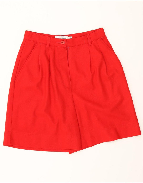 BENETTON Kvinder Højtaljet Pegged Casual Shorts IT 40 Small W24 Rød Uld