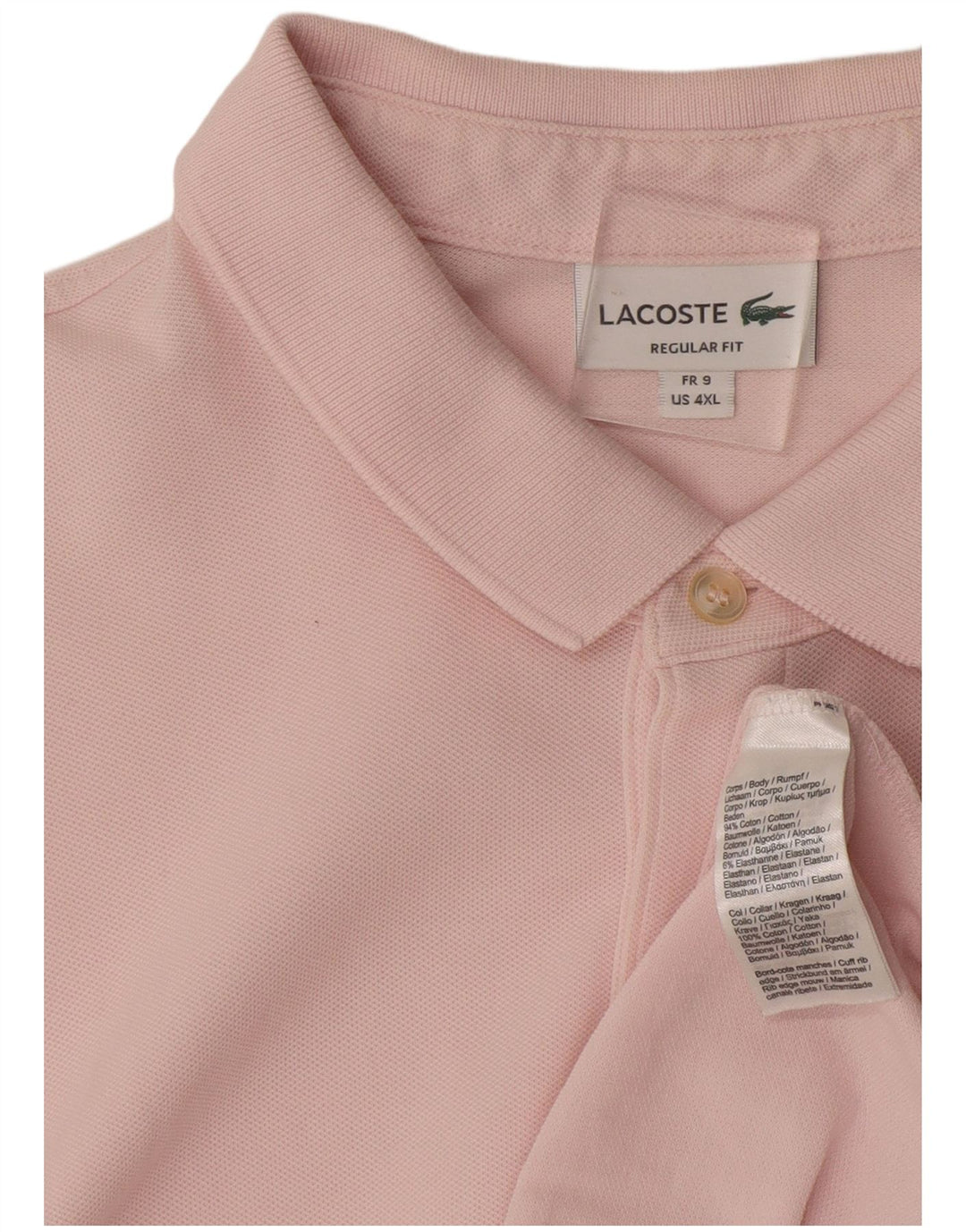 LACOSTE Herre Regular Fit Polo Shirt Størrelse 9 4XL Pink Bomuld