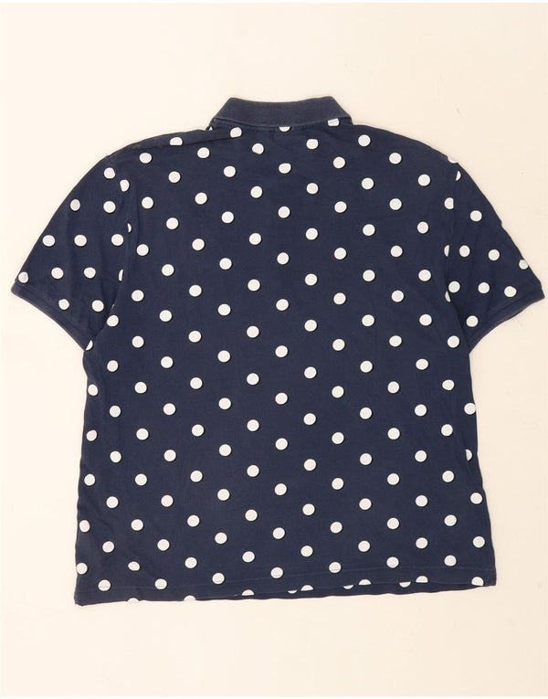 Lacoste Polo Shirt til mænd størrelse 5 Large Marineblå Polka Dot Bomuld