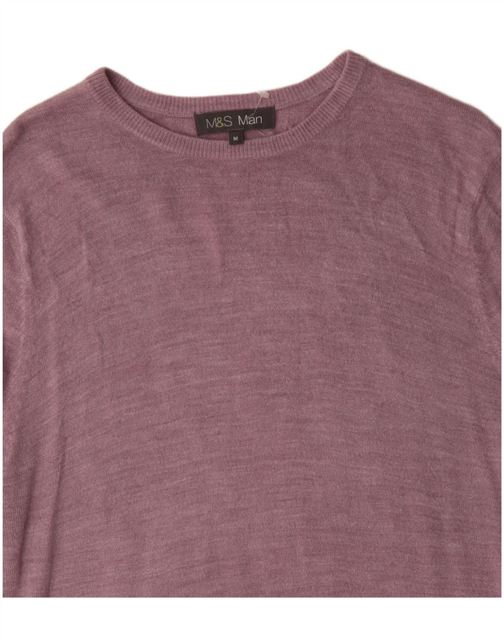 MARKS & SPENCER Herre Boat Neck Jumper Sweater Medium Pink Akryl