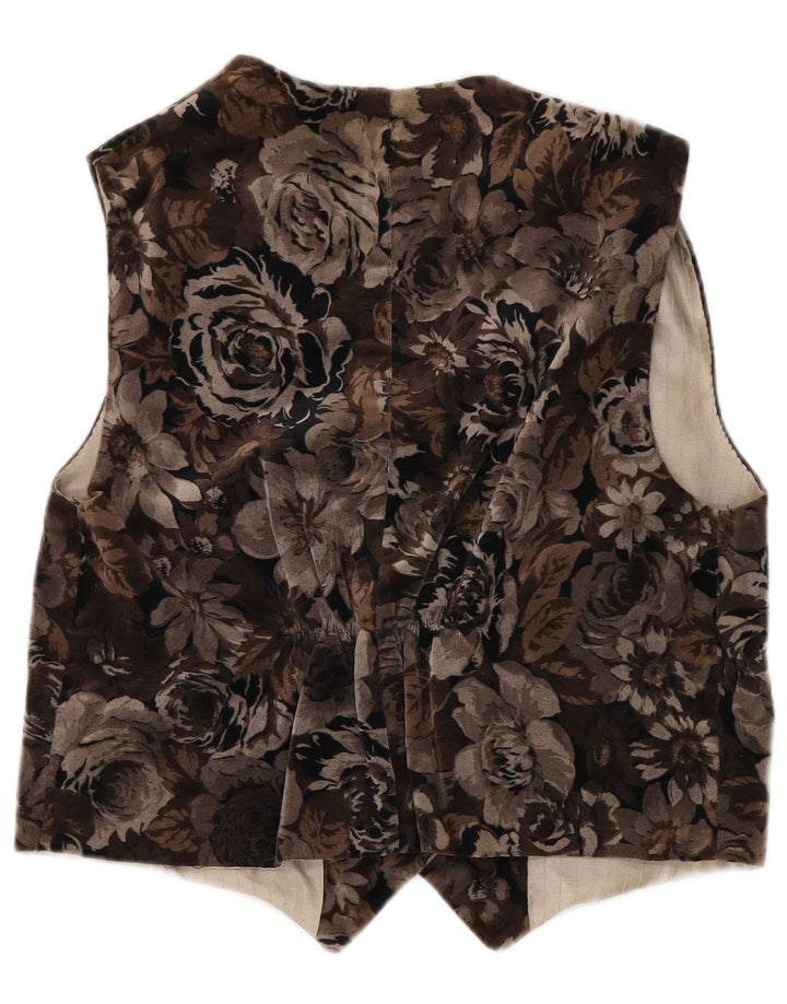Vintage damevest UK 12 Medium Brown Floral