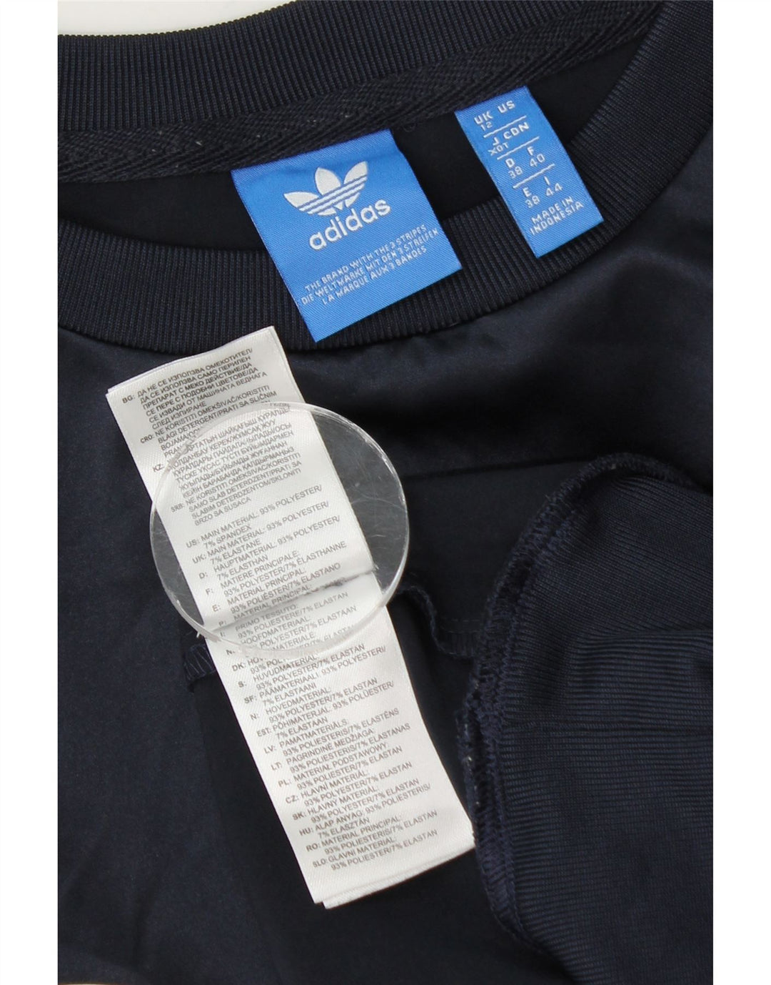 Adidas Womens Graphic Sweatshirt Jumper UK 12 Medium Navy Blue Polyester