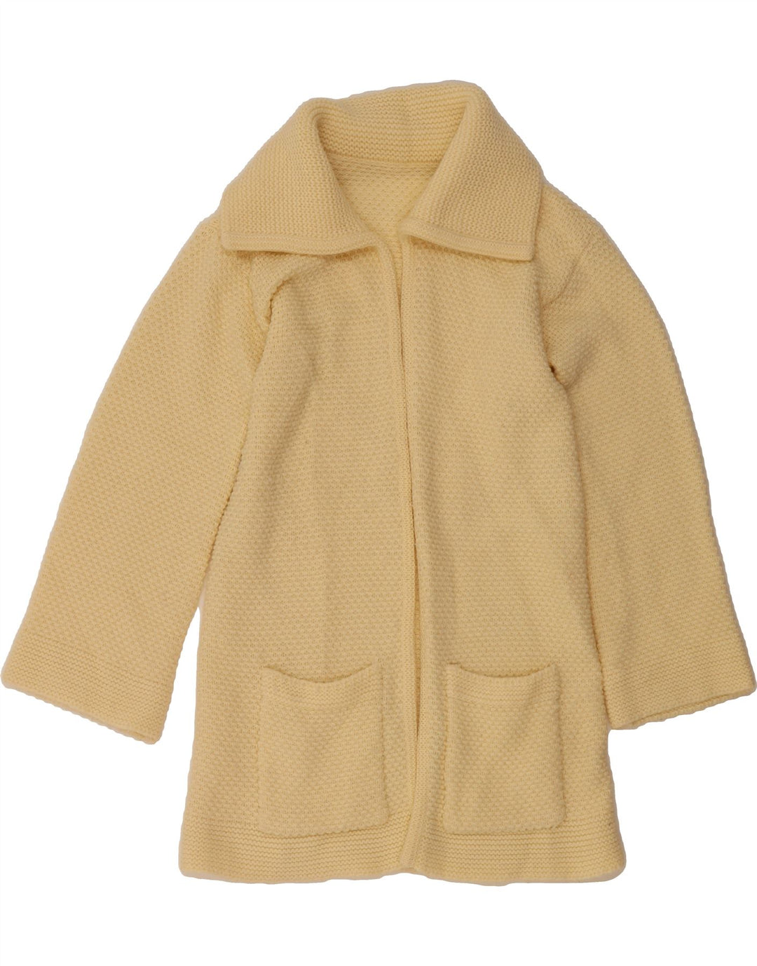 VINTAGE Womens Cardigan Sweater UK 14 Large Yellow Vintage Vintage and Second-Hand Vintage from Messina Hembry 