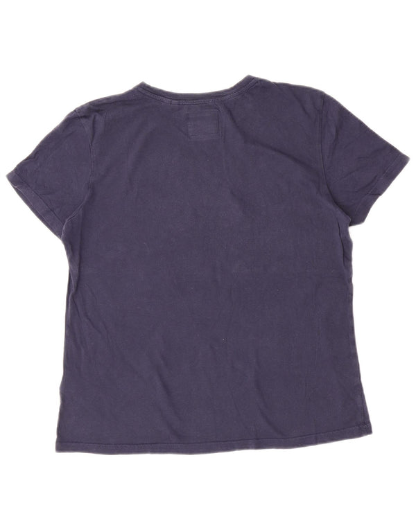 Superdry Grafisk T-shirt top til kvinder UK 12 Mellem marineblå bomuld