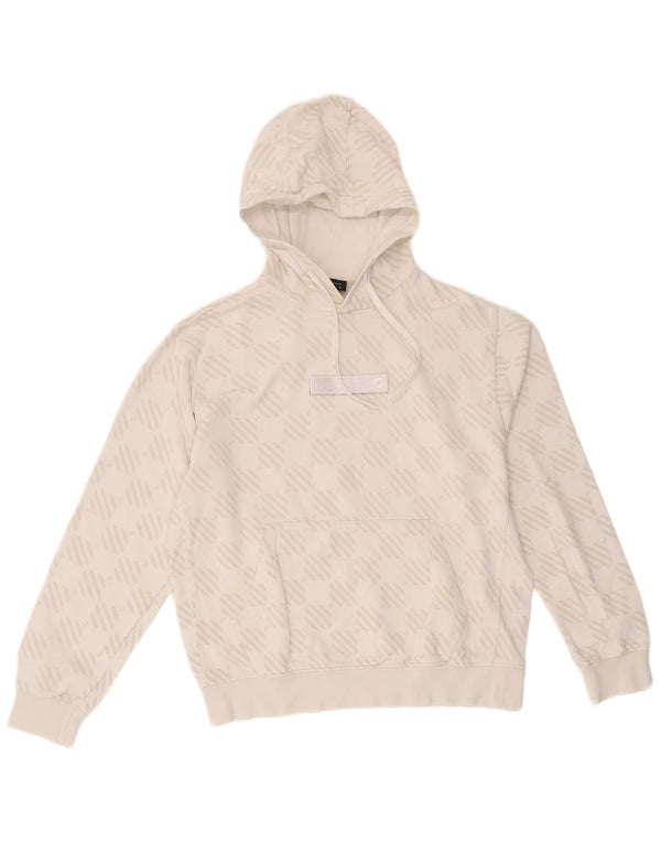 Nike Dame Oversized Hoodie Jumper UK 14 Medium White Geometrisk Bomuld