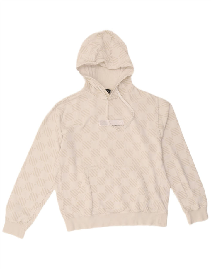 Nike Dame Oversized Hoodie Jumper UK 14 Medium White Geometrisk Bomuld