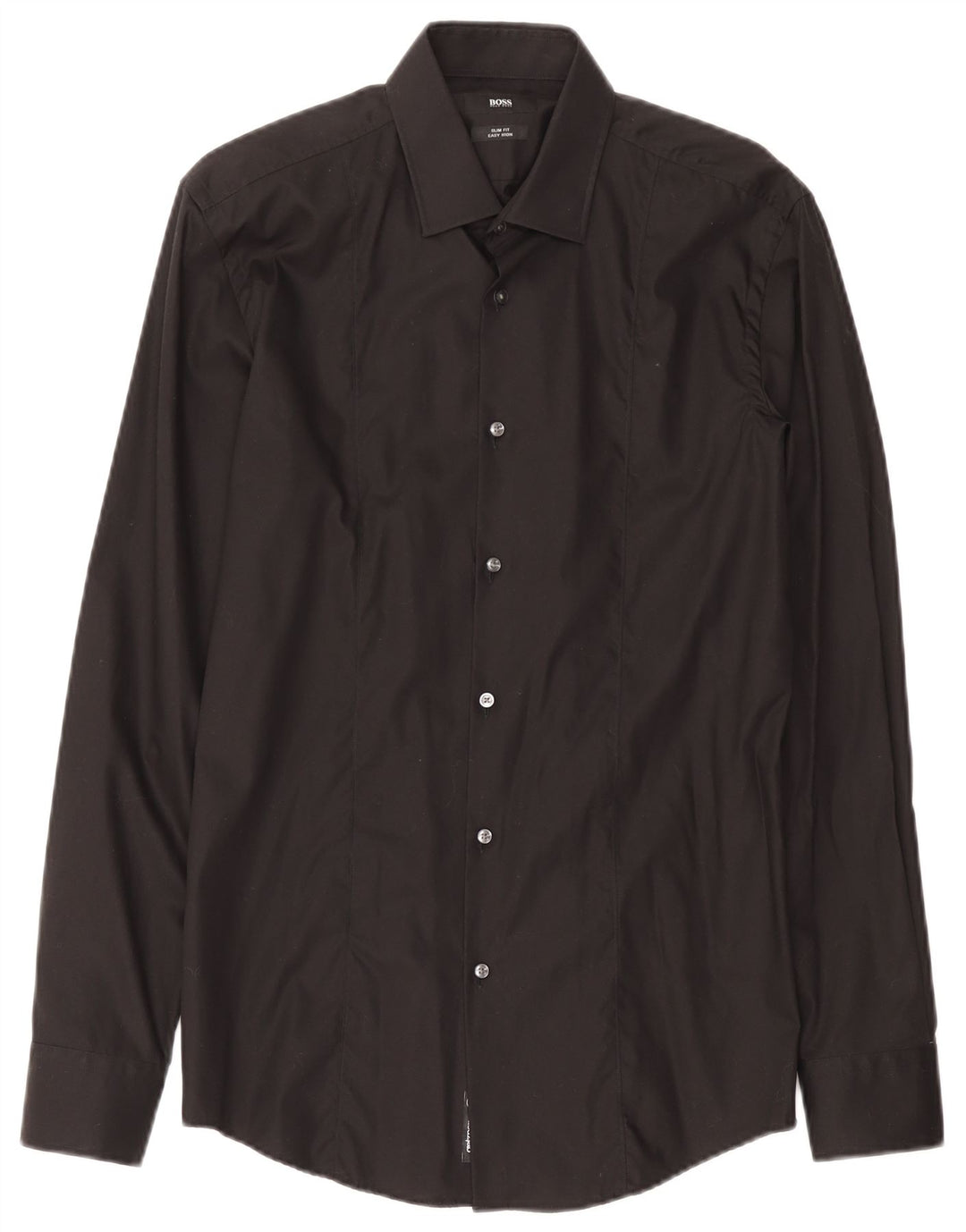 Hugo Boss Herre Slim Fit Skjorte Størrelse 39 Medium Sort Bomuld