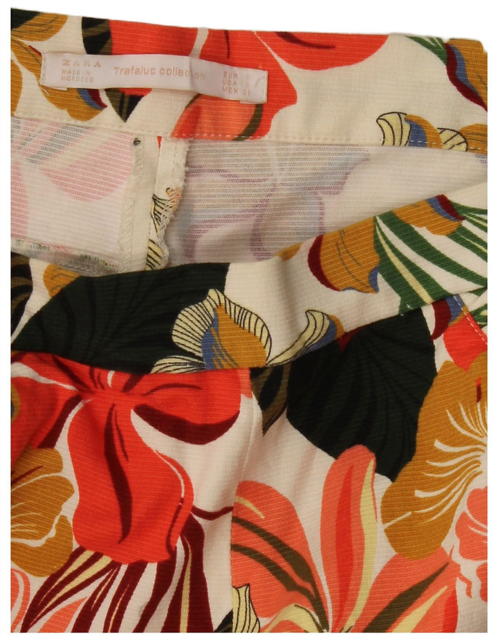 ZARA højtaljede chinoshorts til kvinder Small W26 flerfarvet blomster